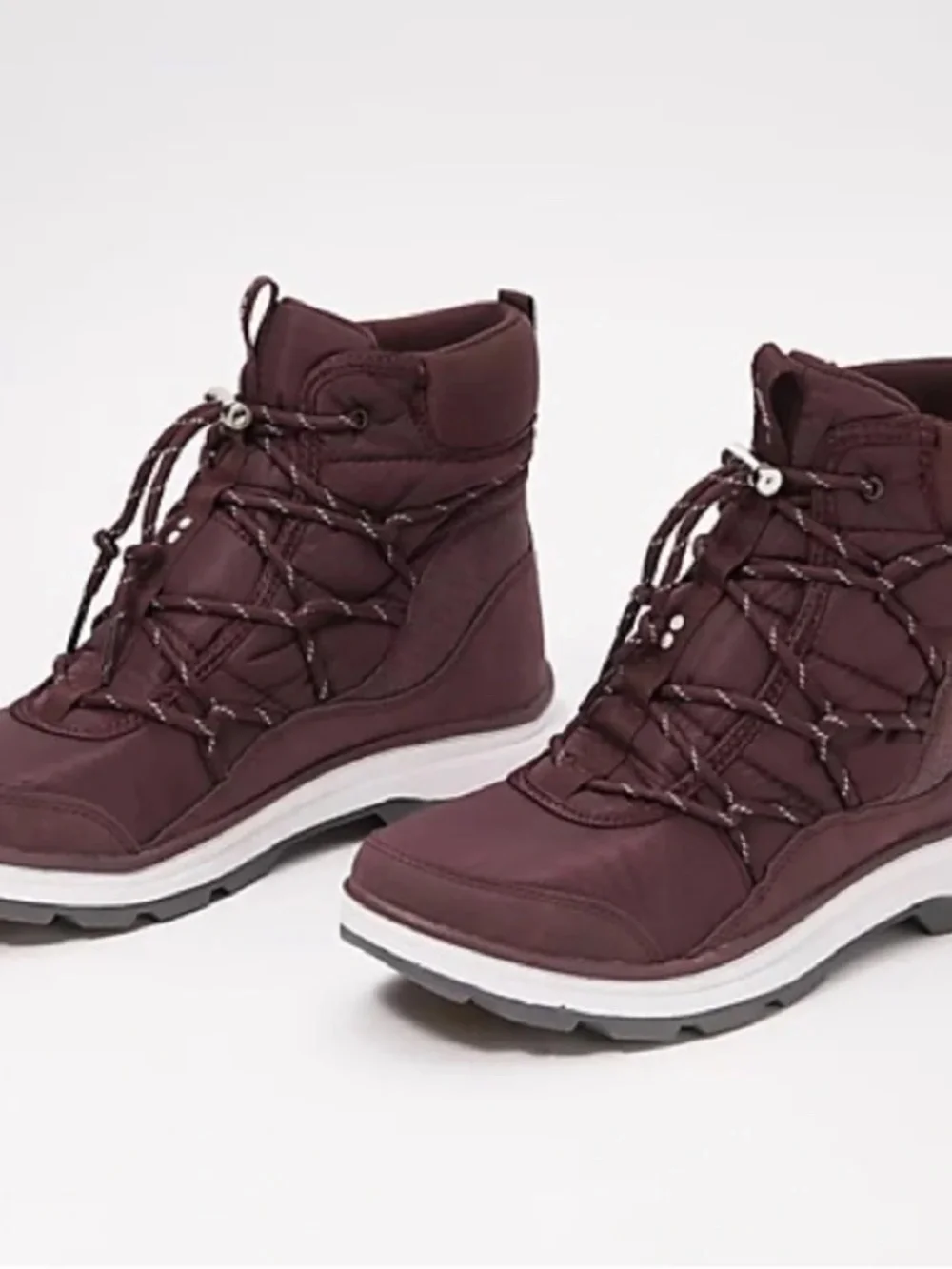 New Ryka Water Repellant Bungee Winter Boots Brae Exotic Burgundy Ankle Bootie